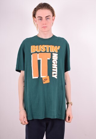 NIKE MENS VINTAGE T-SHIRT TOP XL GREEN 90S