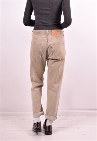 LEVI'S 501 WOMENS VINTAGE JEANS W31 L30 BEIGE 90'S