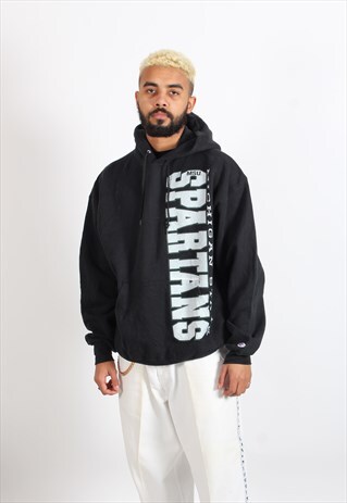 VINTAGE CHAMPION SPARTANS COLLEGE HOODIE BLACK