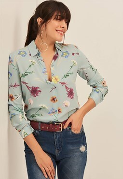Mint floral shirt