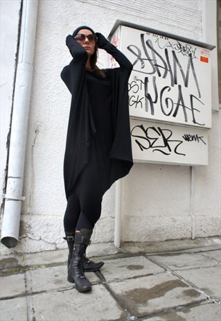 OVERSIZE BLACK LOOSE CASUAL TOP / ONE SIZE B02044