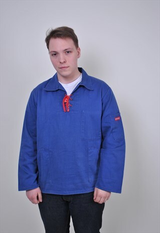 VINTAGE HERITAGE SHIRT, BLUE COTTON WORKER SHIRT