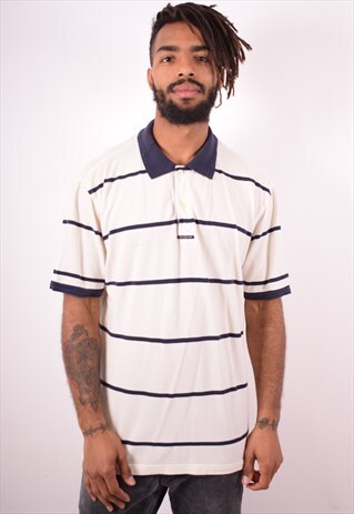 HENRI LLOYD MENS VINTAGE POLO SHIRT XXL WHITE STRIPES 90S