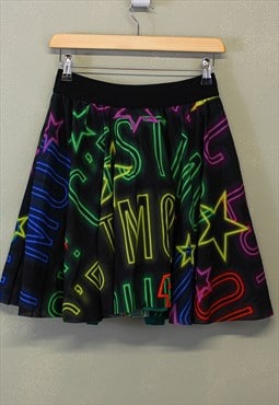 Vintage Y2K Neon Pattern Mini Skirt Black 