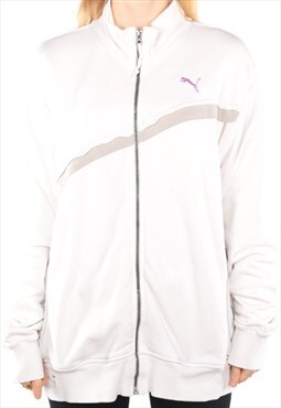 Puma - White Embroidered Zip Up Jumper - XLarge
