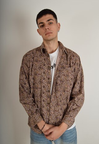 VINTAGE SHIRT FLORAL PRINT MADE IN ITALY (2784)