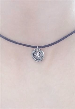 BLACK CORD SILVER SUN GOD CHOKER