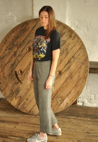 VINTAGE CHECKED GREY TROUSERS
