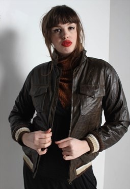 Vintage Faux Leather Y2K Jacket Brown