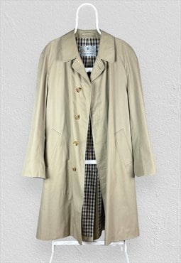 Vintage Aquascutum Beige Trench Coat House Check Mens UK 44