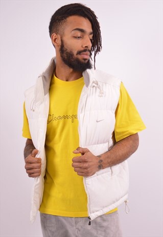 NIKE MENS VINTAGE PADDED GILET MEDIUM WHITE 90S