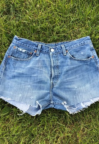 VINTAGE 90'S HIGH WAIST LIGHT BLUE 501 LEVI SHORTS