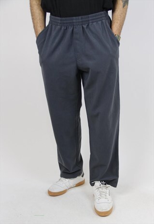 VINTAGE DIADORA RIBBED GREY TRACKSUIT BOTTOMS