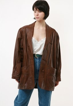 80s Vintage Vera Pelle Leather Lined Bomber Jacket 2673