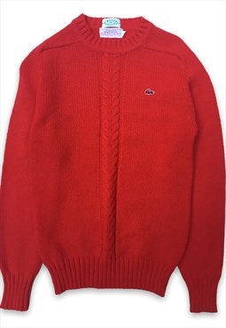 Lacoste 50s/60s red long sleeved cable knit jumper