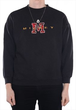 Disney - Black Embroidered Crewneck Sweatshirt - XLarge