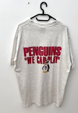 Vintage Youngstown penguins grey hockey T-shirt large 