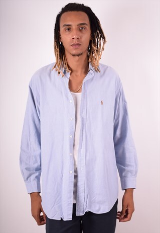 RALPH LAUREN MENS VINTAGE SHIRT XL BLUE 90S