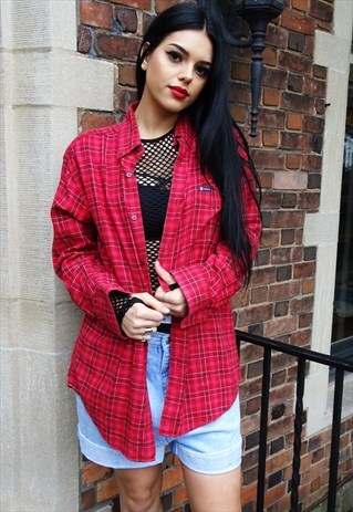RED PLAID BRUSHED COTTON 90'S 'CHAPS' UNISEX SHIRT