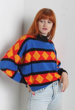Vintage 80's Abstract Crazy Patterned Jumper Multi 