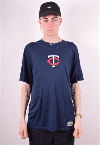 NIKE MENS VINTAGE T-SHIRT TOP LARGE NAVY BLUE 90S