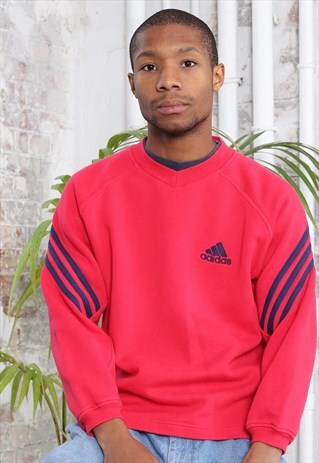 VINTAGE ADIDAS LOGO THREE STRIPE SWEATSHIRT RED