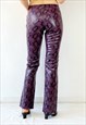 90S VINTAGE LEATHER PANTS HIGH WAIST SNAKE PRINT TROUSERS