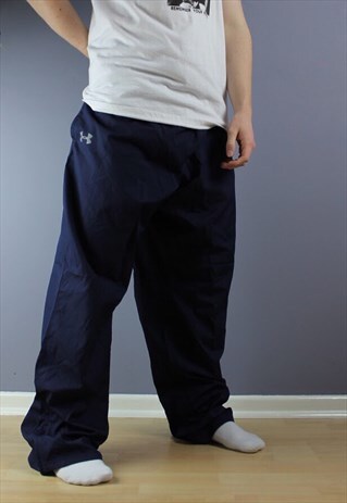 VINTAGE UNDER ARMOUR JOGGERS IN NAVY PRINTED LOGOS