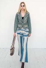 Vintage Y2K sexy contrast stich denim blazer in dirty denim