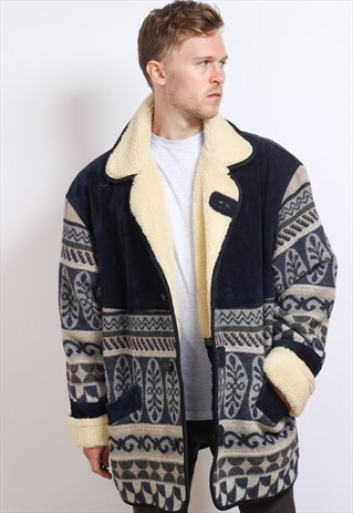VINTAGE AZTEC FLEECE LINED JACKET