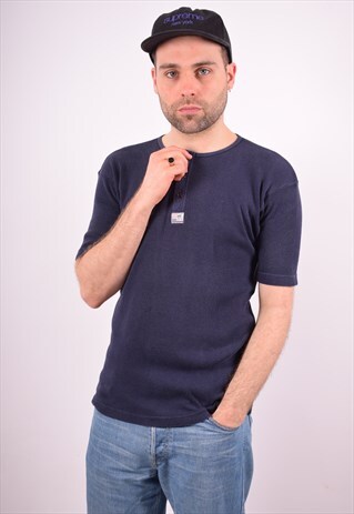 LEE MENS VINTAGE T-SHIRT TOP SMALL BLUE 90S