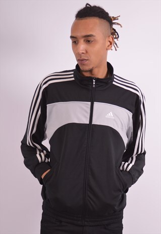VINTAGE ADIDAS TRACKSUIT TOP JACKET BLACK