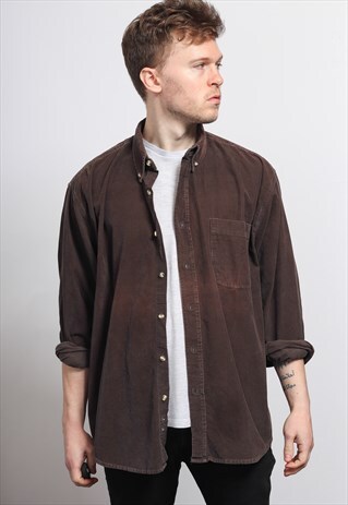 VINTAGE CORDUROY CORD SHIRT BROWN