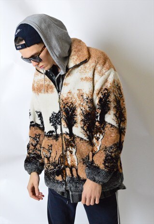 VINTAGE 90S BEIGE NATURE WARM FLEECE JACKET