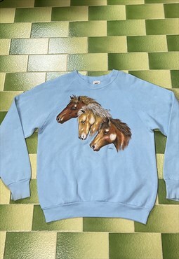 Vintage 1988 Three Horse Heads Sweatshirt Crewneck