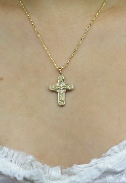 Jesus Cross Pendant Necklace Gold Plated 