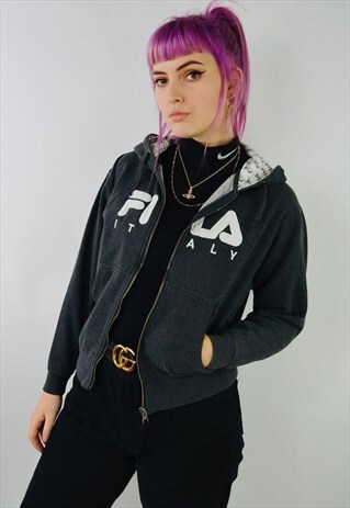 VINTAGE FILA SPELLOUT ZIP HOODIE