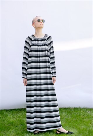 MAXI DRESS IN STRIPES, KNIT DRESS, LONG DRESS