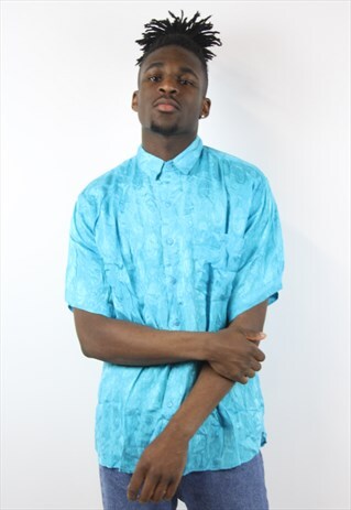 VINTAGE TURQUOISE SILKY SHIRT