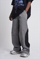 DUAL COLOR JOGGERS UTILITY PANTS CONTRAST TROUSERS IN BLACK
