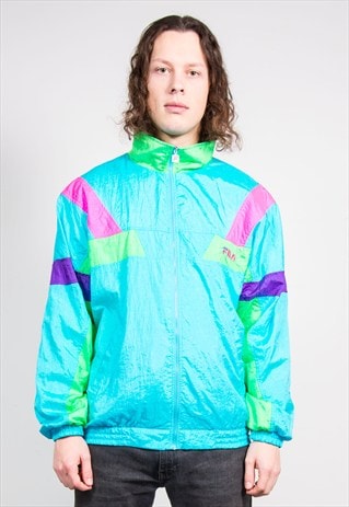 90'S VINTAGE BRIGHT BLUE FILA SHELLSUIT JACKET