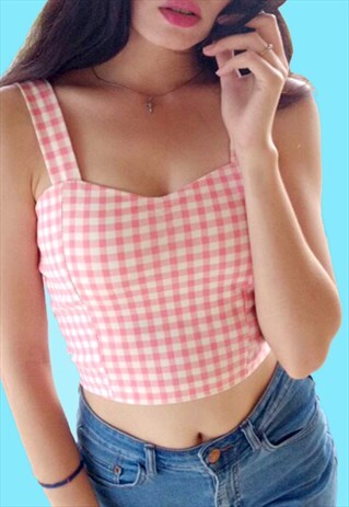 CAMI GINGHAM PARTY TANK TOP