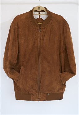 Vintage Arma Men's Suede Tan Leather Bomber L