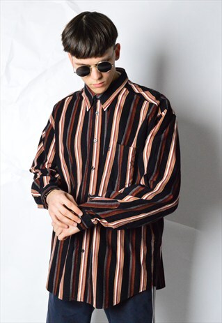 VINTAGE 90S STRIPED CORDUROY LONG SLEEVE SHIRT