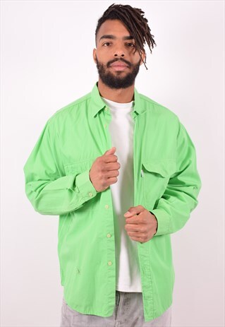VALENTINO MENS VINTAGE SHIRT MEDIUM GREEN 90S