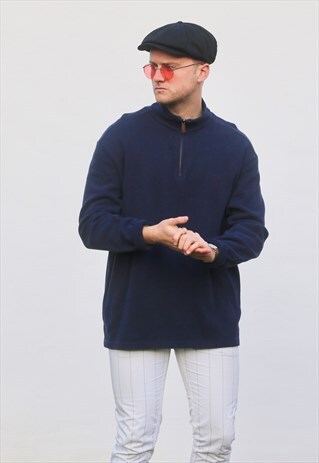 RALPH LAUREN 1/4 ZIP NAVY BLUE SWEATSHIRT