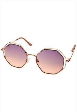 Hippie Hexagon Sunglasses in Gold with Smoke Rose lenses