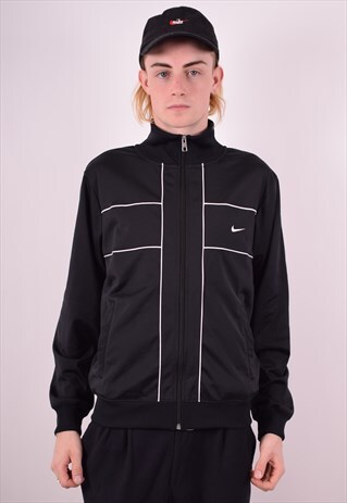 NIKE MENS VINTAGE TRACKSUIT TOP JACKET SMALL BLACK 90S
