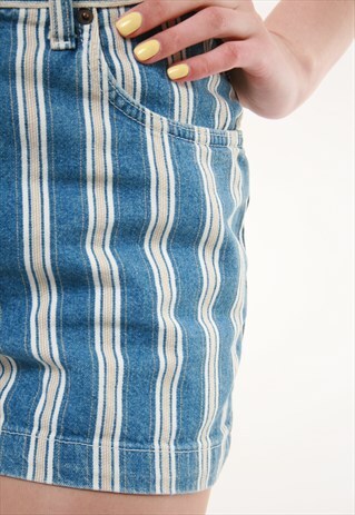 90S VINTAGE RIFLE DENIM STRIPED HIGH WAISTED SHORTS 726