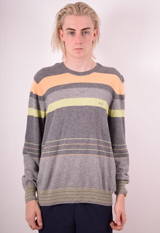 TRUSSARDI MENS VINTAGE JUMPER SWEATER MEDIUM GREY 90S